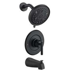 lot 3594 image: Replacement for Moen Shower Faucet Trim Kit, 9-Setting High Pressure Rain Showerhead, Shower Handle& Tub Spout, (Valve& Catridge Not Inclued), Matte Black