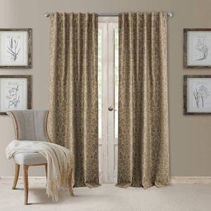 lot 3597 image: Elrene Home Fashions Antonia Floral Damask Blackout Single Window Curtain Panel, 52x84, Taupe