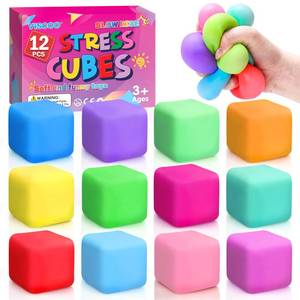 lot 4196 image: 12 Pack Slow Rising Stress Cube, Dough Stress Balls Squishy Fidget Toys for Anxiety Relief, Soft Fidget Cube, Pull Stretch Squishy Toys for Classroom Prize, Party Favors for Kids Adults