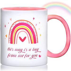 lot 4202 image: Mug Gift Sympathy Gifts for Her Mom Friends Women, Rainbow Hug Cup Coffee Mugs Hug from Me Divorce cup Get Well Encouragement Sympathy Condolence presents, 11 oz