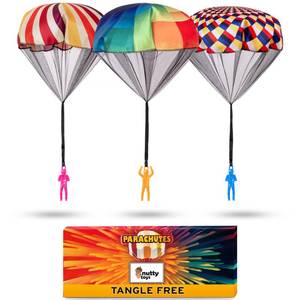 lot 4424 image: nutty toys Parachute Toys for Kids - Tangle Free Outdoor Flying Parachute Men, Top Indoor & Outside for 3 4 5 6 7 8 9 10 11 12 Year Old, Best Easter Basket Stuffers Idea 2026, Unique Boy & Girl Gifts