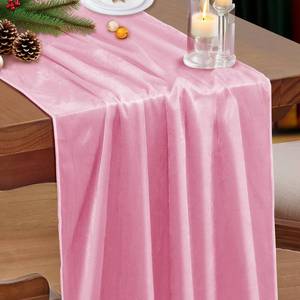 lot 4437 image: P Pothuiny Velvet Pink Table Runner 20 x 120Inch 10ft Long Luxurious Elegant Velvet Fabric Table Runner for Wedding Reception, Thanksgiving, Halloween, Christmas Decor