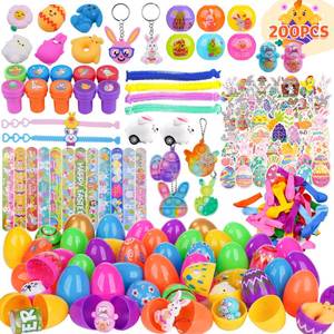 lot 4442 image: YiYLunneo 200PCS Prefilled Easter Eggs with Toys Inside for Kids, Easter Basket Stuffers Fillers with Fidget Toys 50 Pack for Easter Eggs Hunt Easter Party Favors, Easter Classroom Prize Gifts