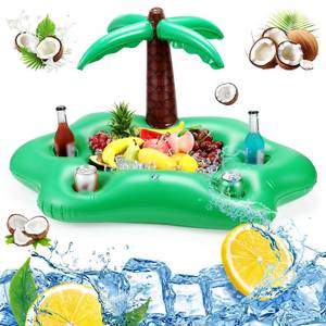 lot 4443 image: FillTouch Floating Drink Holder for Pool, Floating Cabana Bar, Hot Tub Drink Holder for Adults, Inflatable Pool Accessories(Coconut Tree)