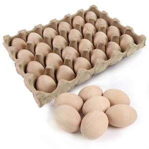 lot 4446 image: SallyFashion 24 PCS Wooden Eggs for Crafts, Fake Easter Eggs for Children Paint DIY Game, Kitchen Decoration Adornment, Toy Foods