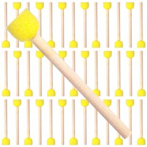 lot 4447 image: 40 Pcs 0.5 Inch Sponge Brush, Round Foam Brushes for Painting, Wooden Handle Sponge Paint Brush for Painting, Crafts, Staining Tools, Art Supplies(Yellow)