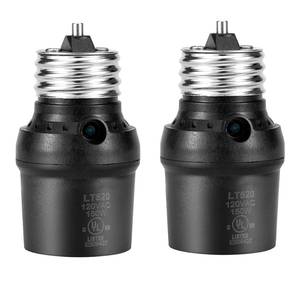 lot 4448 image: Light Sensor Socket, Dusk to Dawn Sensor Socket, E26 E27 Light Bulb Socket for Light Fixtures, Bulb Base Adapter for Outdoor Lighting, UL Listed, 2 Pack