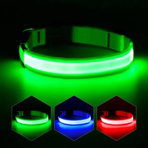 lot 4465 image: YFbrite Ultra Light Adjustable LED Dog Collar, Light up Dog Collars Rechargeable Glowing in The Dark Collars Visiblity & Safety for Small, Medium, Large Dogs (Green, Medium)