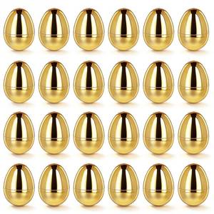 lot 4468 image: MGparty 24 Pack Gold Easter Eggs with Hinge Bulk 2.3 Empty Fillable Plastic Eggs Bright Eggs for Easter Eggs Hunt Basket Stuffers Fillers