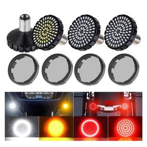 lot 4471 image: AEEAST 1157 LED Turn Signals 2, High Brightness 81 LED Blinkers Front Rear Bulbs Bullet Housing with Lens Covers Compatible with Harley Davidson Touring Street Glide Road Glide Iron 883 1200