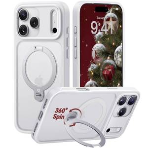 lot 4474 image: CASEKOO White for 17 Pro Max Case with 360 Spin Magnetic Stand Camera Protection 18FT Military Grade Protection Fit for MagSafe Ring Grip Slim Matte 17 ProMax Case 6.9 Inch