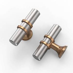 lot 4475 image: Asidrama 10 Pack Brushed Satin Nickel and Champagne Bronze Kitchen Cabinet Knobs Cabinet Hardware Zinc Knobs for Dresser Drawers