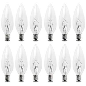 lot 4479 image: Seentech 12 Pack 60W 120V E12 Base B10 CTC Incandescent Light Bulbs, Transparent Candle Light Bulbs Perfect for Chandeliers, Ceiling Fan Lights, Pendants, Fireplace, Dimmable, Warm White 2700K