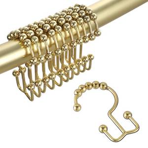 lot 4480 image: TOPROD Shower Curtain Hooks Rings, Double Sided Shower Curtain Hooks, Stainless Steel Shower Hooks Rust Proof for Bathroom Shower Curtain Rod Curtains, Free Gliding, Gold, Set of 12