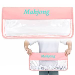 lot 4496 image: 1 PCS American Mahjong Tile Bag - Empty Mahjong Tiles Bag Only with Zippered & Letters, Case Only, Pink