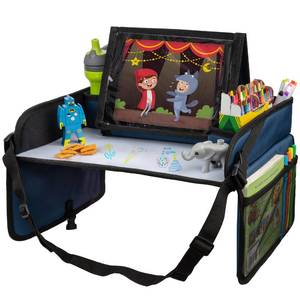 lot 5531 image: Lusso Gear Kids Travel Tray for Car - Road Trip Essentials for Kids - Car Seat Tray for Travel - Toddler Travel Lap Desk and Organizer - Holds Snacks, Water Bottle, Toys (Blue)