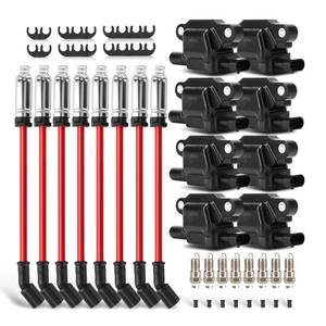 lot 5541 image: UF413 Ignition Coils Pack & Double Iridium Spark Plugs & 10.2MM Spark Plug Wires for Buick RainierCadillac Escalade CTSChevy Silverado Impala Suburban TahoeGMC Envoy Sierra YukonHummer H2 H3
