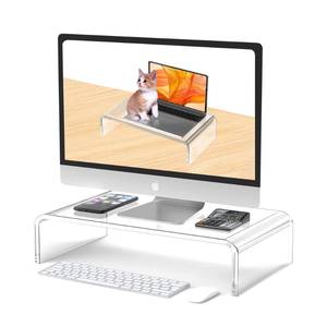 lot 5545 image: Beimu Acrylic Monitor Stand Riser Acrylic Laptop Stand Riser PC Holder Clear Computer Monitor Stand for Desk White Laptop Stand for Desk Compatible with iMac MacBook All Notebooks