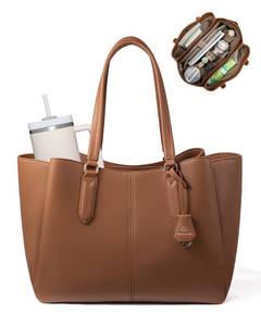 lot 5546 image: LOVEVOOK Laptop Tote Bag for Women 15.6 In Work Bags with Triple Compartments Large Faux Leather Computer Office Briefcase