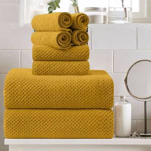 lot 5548 image: 8 Piece Large Yellow Family Bath Towel Set-2 Oversized Bath Towel Sheets,2 Hand Towels,4 Washcloths-600GSM Soft Highly Absorbent Quick Dry Beach Chair Towels Woven Towels for Bathroom Hotel and Spa