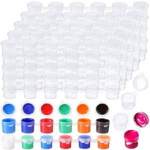 lot 5558 image: Patelai 100 Strips 600 Pots Empty Paint Pots with Lids Mini Plastic Paint Storage Container Strips Art Painting Craft Supplies for Classrooms Schools Paintings Art Festivals(3 ml 0.1 oz)