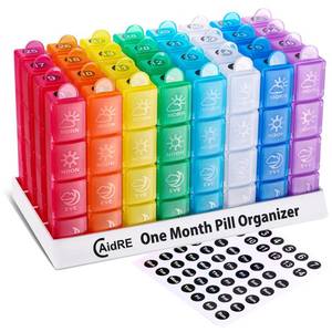 lot 5560 image: CAidRE Monthly Pill Organizer 4 Times A Day, One Month Pill Organizer, Monthly Pill Box Organizer with 32 Daily Compartments for Fish Oil, Vitamins, Supplements and Medications, 31 Day Pill Case