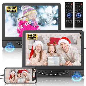 lot 5561 image: Portable Car DVD Player with Dual Screens - 12 Inch Full HD Headrest Monitors for Long Road Trips, Keep Kids Entertained with Separate Movie Playback