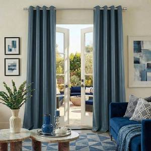 lot 5575 image: NICETOWN Slate Blue Velvet Curtains 84 Inch Length, Grommet Drapes for Bedroom Nursery, Soft Thermal Room Darkening Panel, W52 x L84, Set of 2