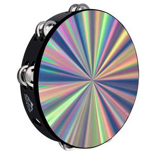 lot 6379 image: EASTROCK Radiant Tambourine Hand Held Drum 10 Inch Double Row Jingles Reflective Tambourine Musical Instrument for Kids Adults Church KTV Party