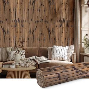 lot 6381 image: FONUNO Bamboo Wall Panel for Interior Decoration Bamboo Pole Wrap Roll Natural Wainscoting Paneling Decorative Wall Slat Covering for Living Room, Bedroom, Office (12 Inch x 96 Inch, Dark Burned)