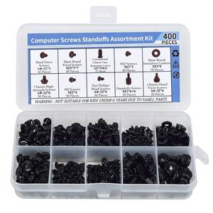 lot 6387 image: A400PCS Computer Screws Motherboard Standoffs Assortment Kit for Universal Motherboard, HDD, SSD, Hard Drive,Fan, Power Supply, Graphics, PC Case for DIY & Repair