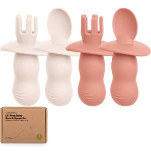 lot 6398 image: KeaBabies 4-Pack Silicone Baby Spoons and Forks Set - Baby Led Weaning Utensils 6-12 Months, Self Feeding Toddler Spoon & Fork for Training, Teething, Easy to Hold, BPA-Free Silicone (Roseate)