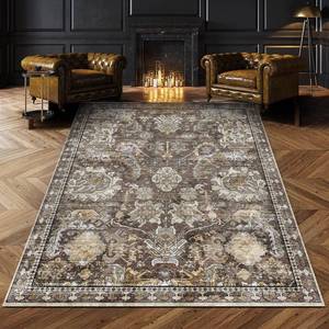 lot 6406 image: RUGSURE Washable Area Rugs - Perfect for Living Room, Bedroom, Kids Room, Nursery - Stain & Water Resistant Non-Slip, Pet & Child Friendly, Vintage Tribal Area Rugs (Ivory, 3 x 5 )