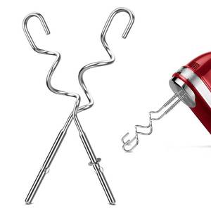 lot 6418 image: New Dough Hook for Hand Mixer Replacement for Kitchenaid Hand Mixer Dough Hooks KHM512, Stainless Steel Dough Hooks Suitable for KHM 5KSM KSM KSMO KSMH Series of Kitchenaid Mixer Hand Held, Set of 2