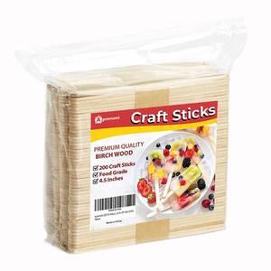 lot 6420 image: Apremont 200 Pcs - 4.5 inch Natural Wooden Food Grade Craft Sticks - Ice Cream Stick - Popsicle - Suit Crafting, Stirring, Paddle, Waxing, Small Ice Pop Stick for DIY Kids