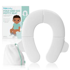 lot 6431 image: Frida Baby Fold-and-Go Portable Potty Seat for Toilet, Foldable Travel Potty Seat for Toddler, Fits Round & Oval Toilets, Non-Slip Base, Handles, Includes Free Travel Bag