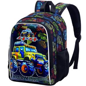 lot 6432 image: AGSDON Toddler Backpack for Boys, 13 Car Kids Bookbag, Cute Animal Preschool Kindergarten Schoolbag