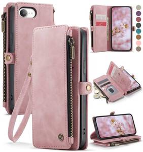 lot 6450 image: Defencase for iPhone 16E17E Case Wallet with RFID Blocking Card Holder Slots for Women Men, Elegant PU Leather Magnetic Snap Flip Wristlet Strap Zipper Wallet Phone Cases for iPhone 17e & 16e, Pink