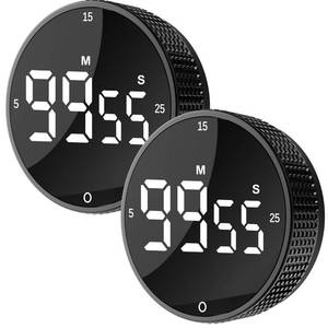 lot 6451 image: Upgrade Digital Kitchen Timer - 2 Pack Magnetic Countdown Countup Visual Pomodoro Timer with Large LED Display, 3-Preset Times, 3 Volume Levels, Ideal for Cooking, Baking and Fitness (2, Black)