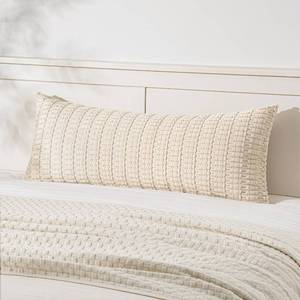 lot 6452 image: MIULEE Pack of 1 Cream White Long Body Lumbar Decorative Throw Pillow Cover 14x36 Inch for Bed Couch Sofa Living Room Soft Boho Pillow Cover Modern Farmhouse Home Decor