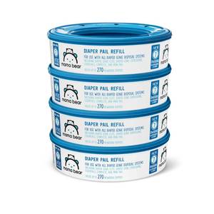 lot 6462 image: Amazon Brand - Mama Bear Diaper Pail Refills with Odor Control for Diaper Genie Pails, Unscented, 1080 Count (4 Packs of 270 Count)