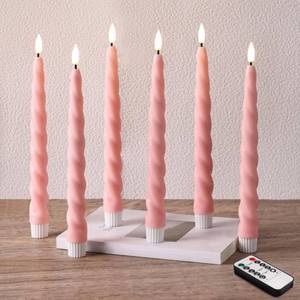 lot 6484 image: Girimax Pink Flameless Taper Candles with Remote, Spiral Candles Battery Operated, Flickering LED Wax Candlesticks Set of 6
