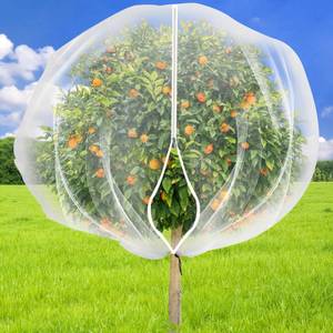 lot 6486 image: 7.8 x 7.8 ft Large Fruit Tree Netting Cover with Zipper and Drawstring,Garden Insect Netting Plant Cover Transparent Bird Plant Barrier Flower Fruit Mesh Screen for Preventing Deer Squirrel Bugs