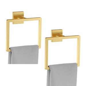 lot 9508 image: 2-Piece Brushed Gold Towel Ring,Square Hand Towel Holder,Stainless Steel Modern Towel Holder Wall-Mounted Bathroom Towel Ring Towel Rack