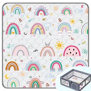 lot 9510 image: Baby Play Mat��Thick Soft 50 X 50 Playpen mat, Non-Slip and Machine Washable Baby Play Mats for Floor ��Crawling Mat for Babies, Toddlers & Infants to Play and Learn (Rainbow)