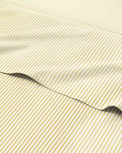 lot 9524 image: Yellow Striped Sheets - 1 Flat & 1 Fitted Sheet & 2 Pillowcases w Deep Pockets - Cozy, Wrinkle & Fade Resistant - Ultra-Soft, Comfy, Breathable & Cooling - Luxury Pinstripe Bedding - Queen Size