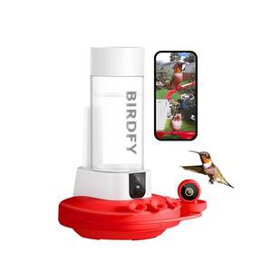 lot 9534 image: Birdfy Hummingbird Feeder with Dual Cameras AI Identify - 2K HD Smart Cameras, Close-Up Bird VideoLive Watching & Instant Notifications, Ant Moat & Leakproof - 20oz (Lifetime AI)