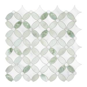 lot 9540 image: SUNWINGS 10-Sheet Peel and Stick Backsplash Coin Waterjet Tile, 11.2 x 11.2 Green Marble Looks Self Adhesive Wall Tile Stick on Backsplash for Kitchen, Bathroom, Fireplace, Shower