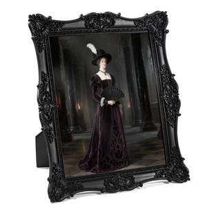 lot 9550 image: Hwamiora 8x10 Picture Frame, Vintage Black Ornate Textured Hand-Crafted Resin Photo Frame with Easel & Hook for Tabletop & Wall Display, Retro Design Home Decor