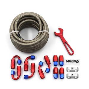 lot 9556 image: AN6 20FT Fuel Line Hose Kit, Stainless Steel Braided 38 - 8.73mm ID (AN6, Stainless Steel)